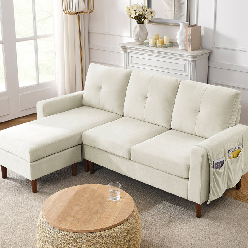 Jamyira 80 Chenille Square Arm Modular Sofa Sectional With Chaise L Shaped Couch Chenille White